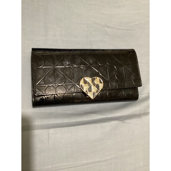 Lovcat Wallet Womens Heart Clasp Patent Leather Long Clutch Organizer Purse - Picture 1 of 5
